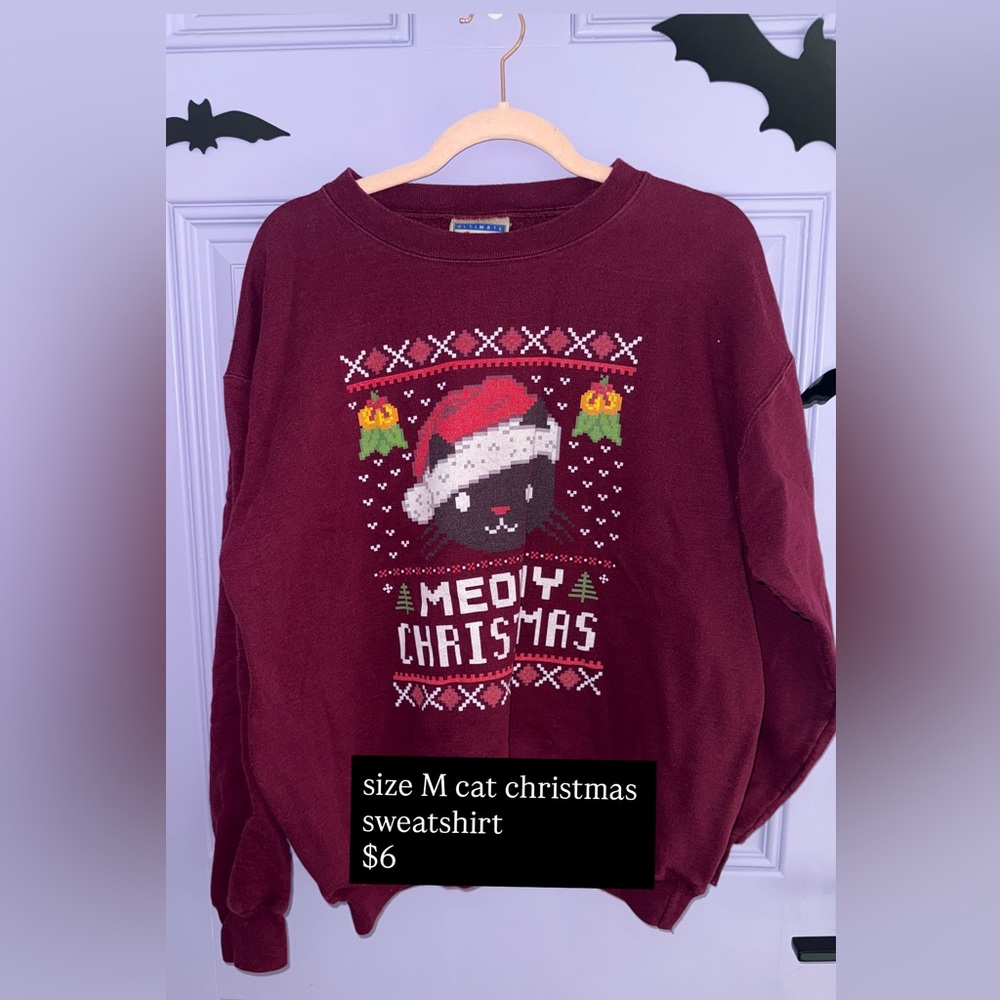 Maroon Cat Christmas Sweatshirt